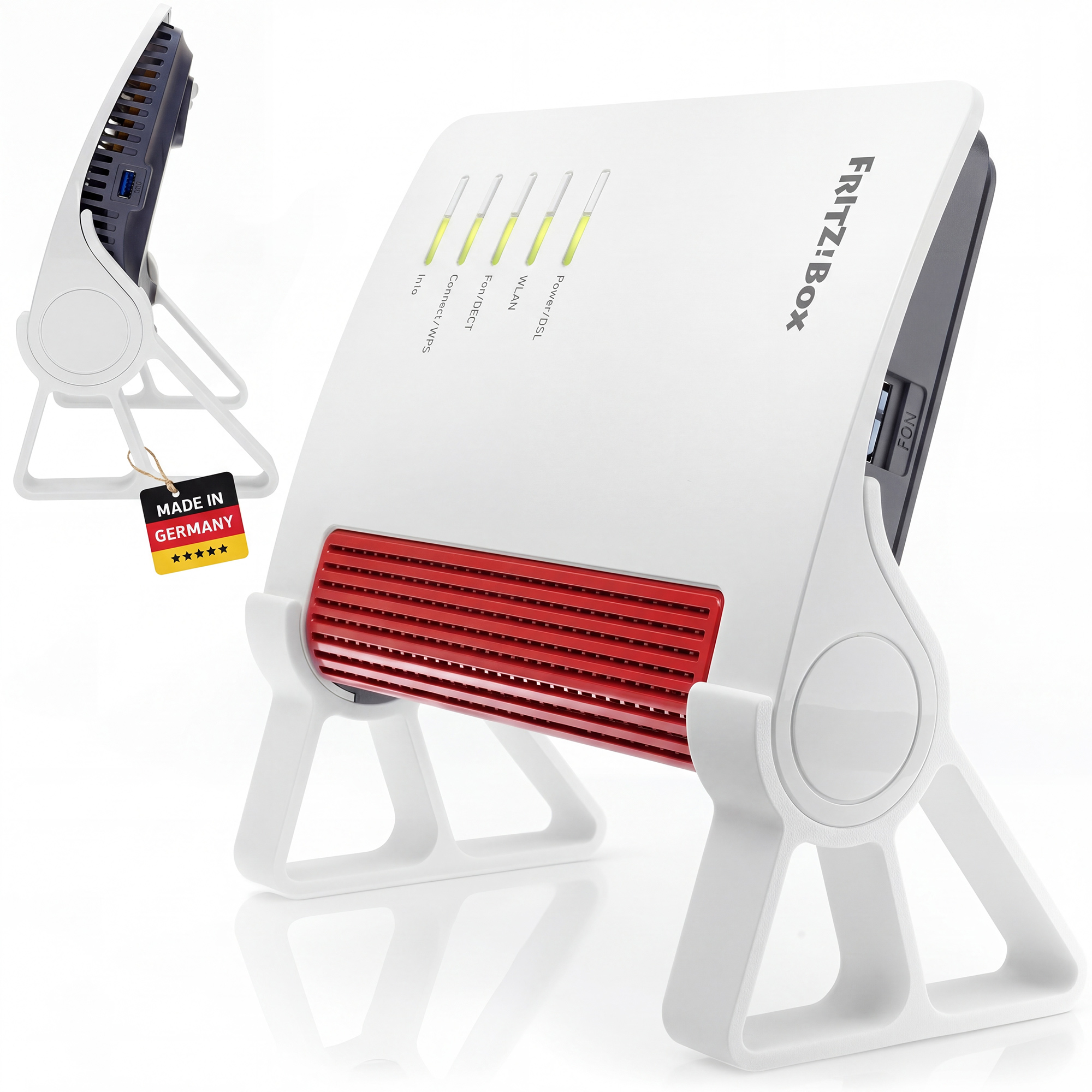 Babotech Ständer für FritzBox 7530 AX, 7530, 6850 5G, 6850 LTE, 4050, 4630, 5530 Fiber, 7510 Fiber, 7510 Mini weiss