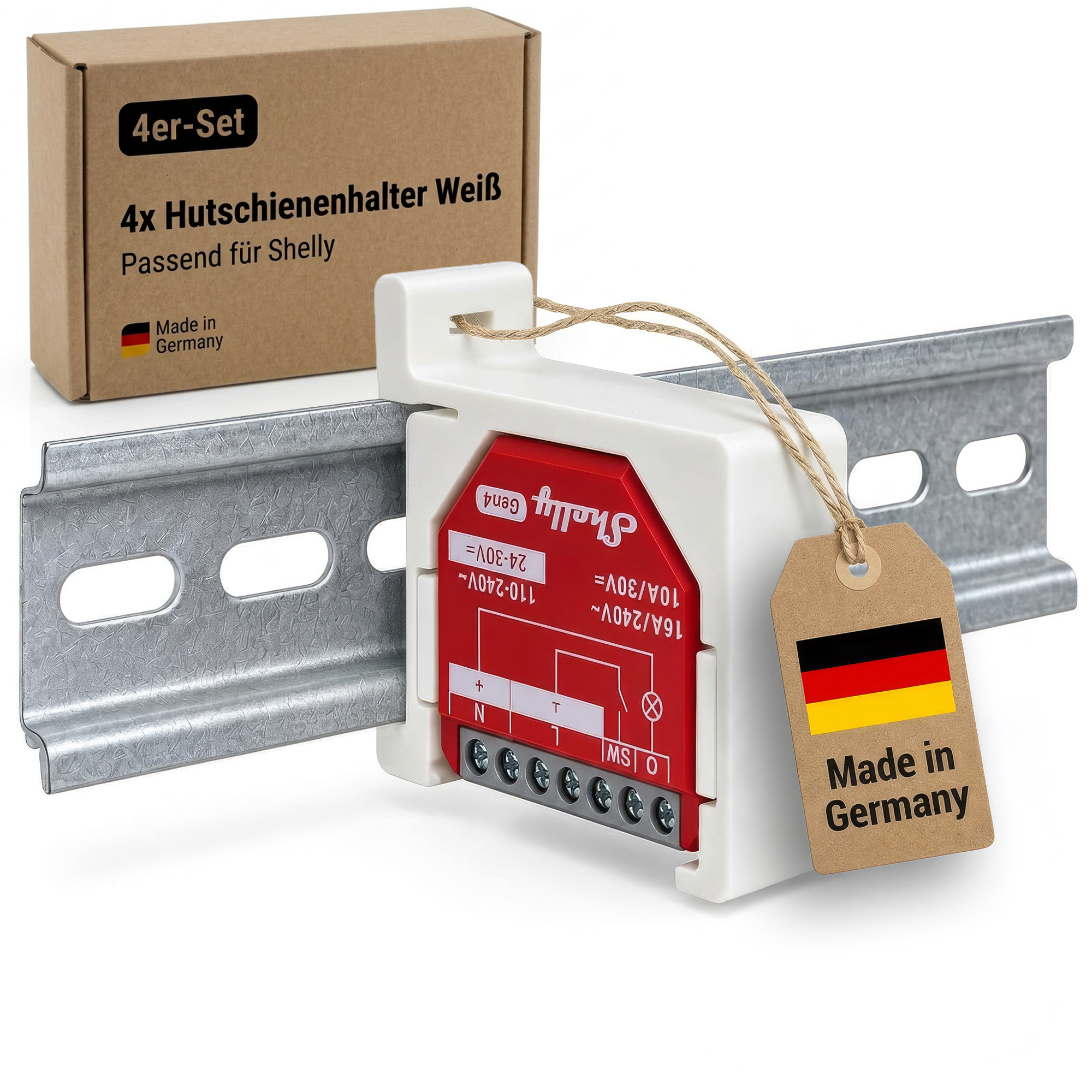 Babotech 4er Pack Hutschienen Halterung für Shelly in weiss