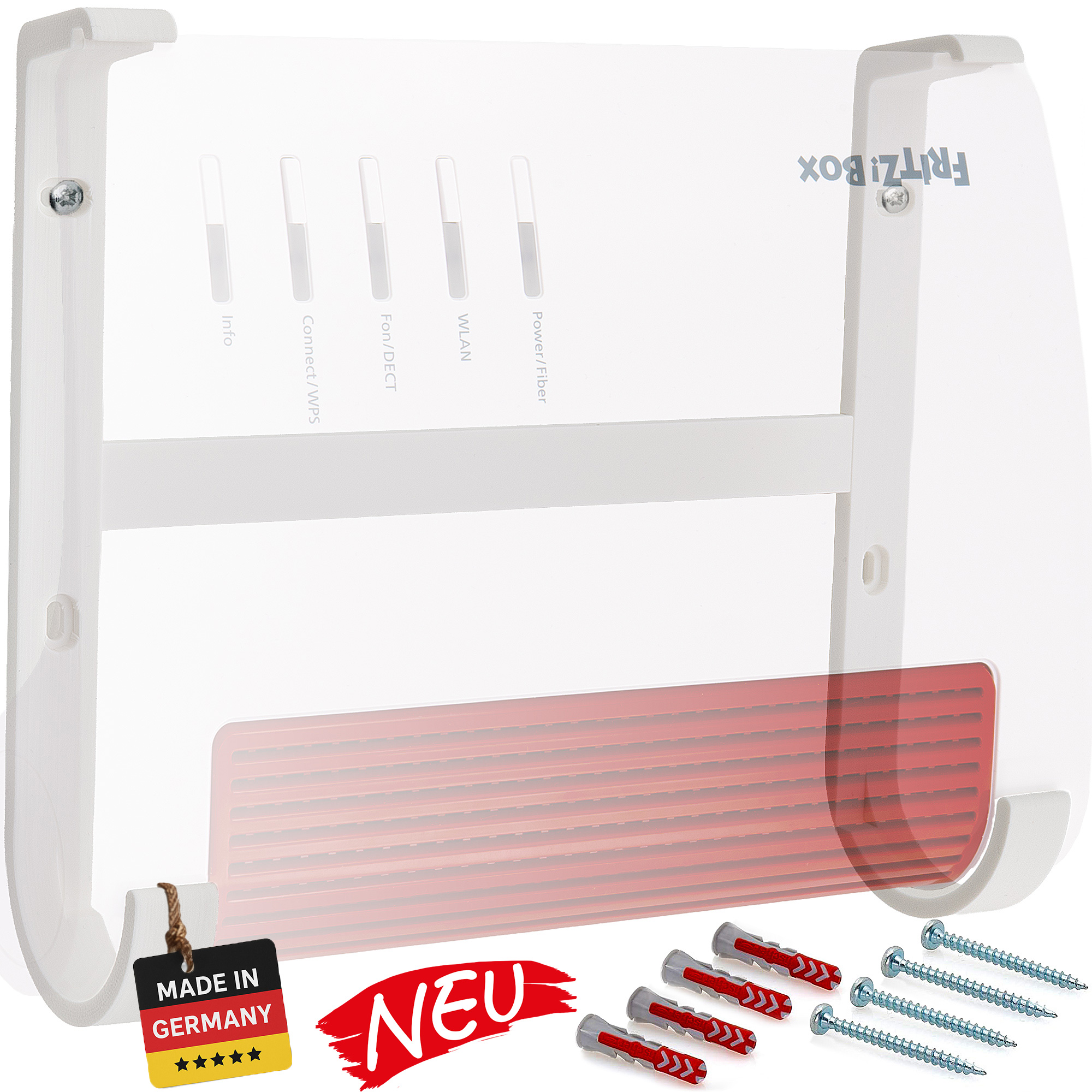 Babotech Snap Wandhalterung für FritzBox 7590 AX 7690 5590 Fiber 4690 5690 6670 weiss