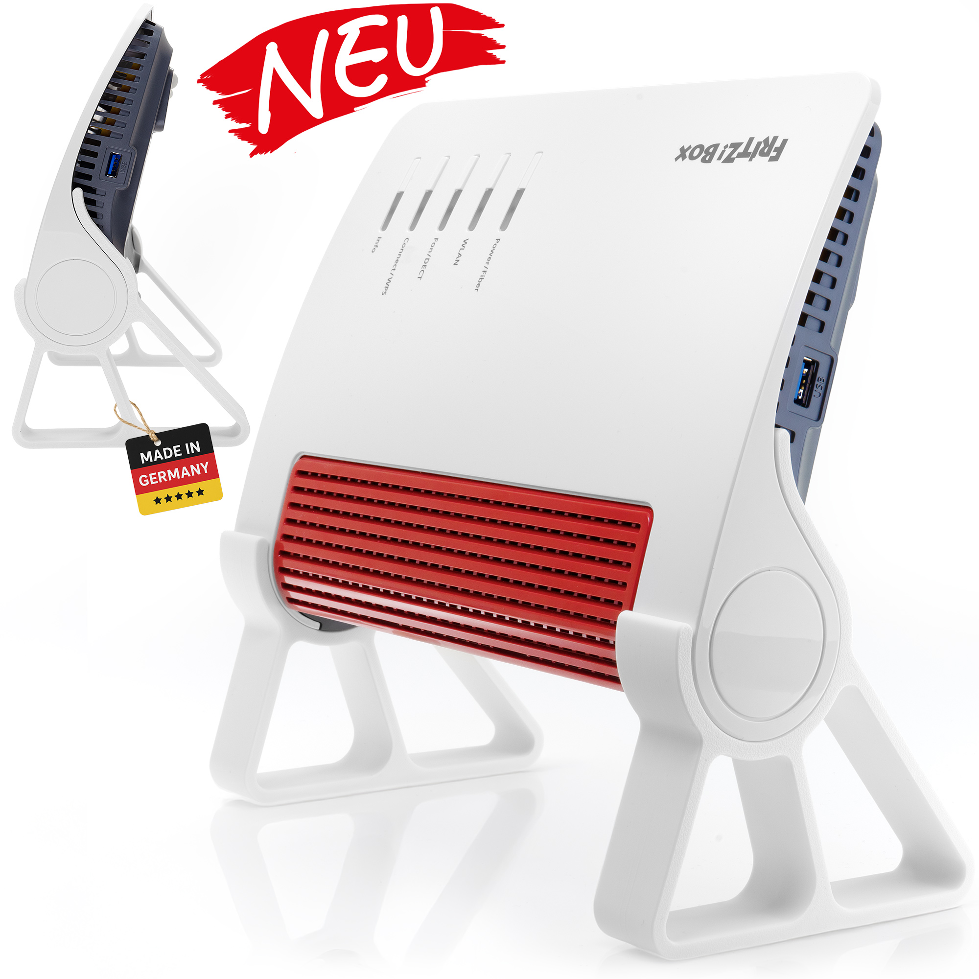 Babotech Ständer für FritzBox 7690 5690 5590 Fiber 7590 AX 4690 GR weiss